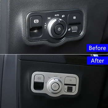

For Mercedes-Benz W177 W247 B-Class CLA GLA GLB 2019 2020 Aluminum Alloy Silver Headlight Switch Sequin Decorative Sticker