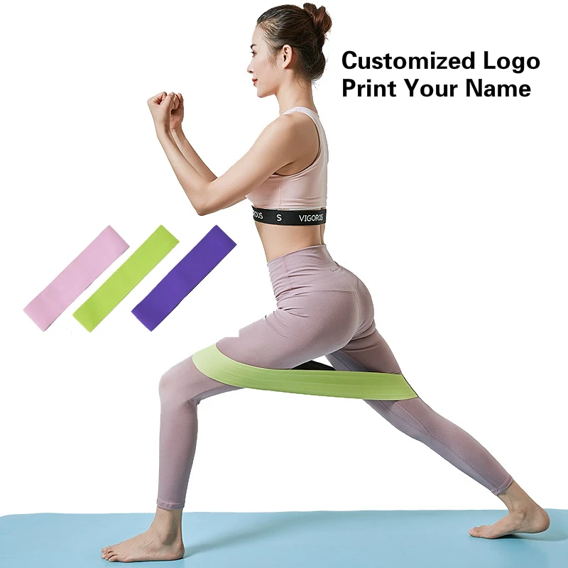 

Elastic Hip Resistance Loop Bands Gymnast Excercise Workout Band Set Fitness Equipment for Home Gym Customized Logo Print Name