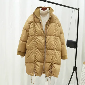 

Women Long Coat 2020 Winter Warm Coat Long Sleeve White Duck Down Parka Stand Collar Outwear Jacket Casual Down Clothes