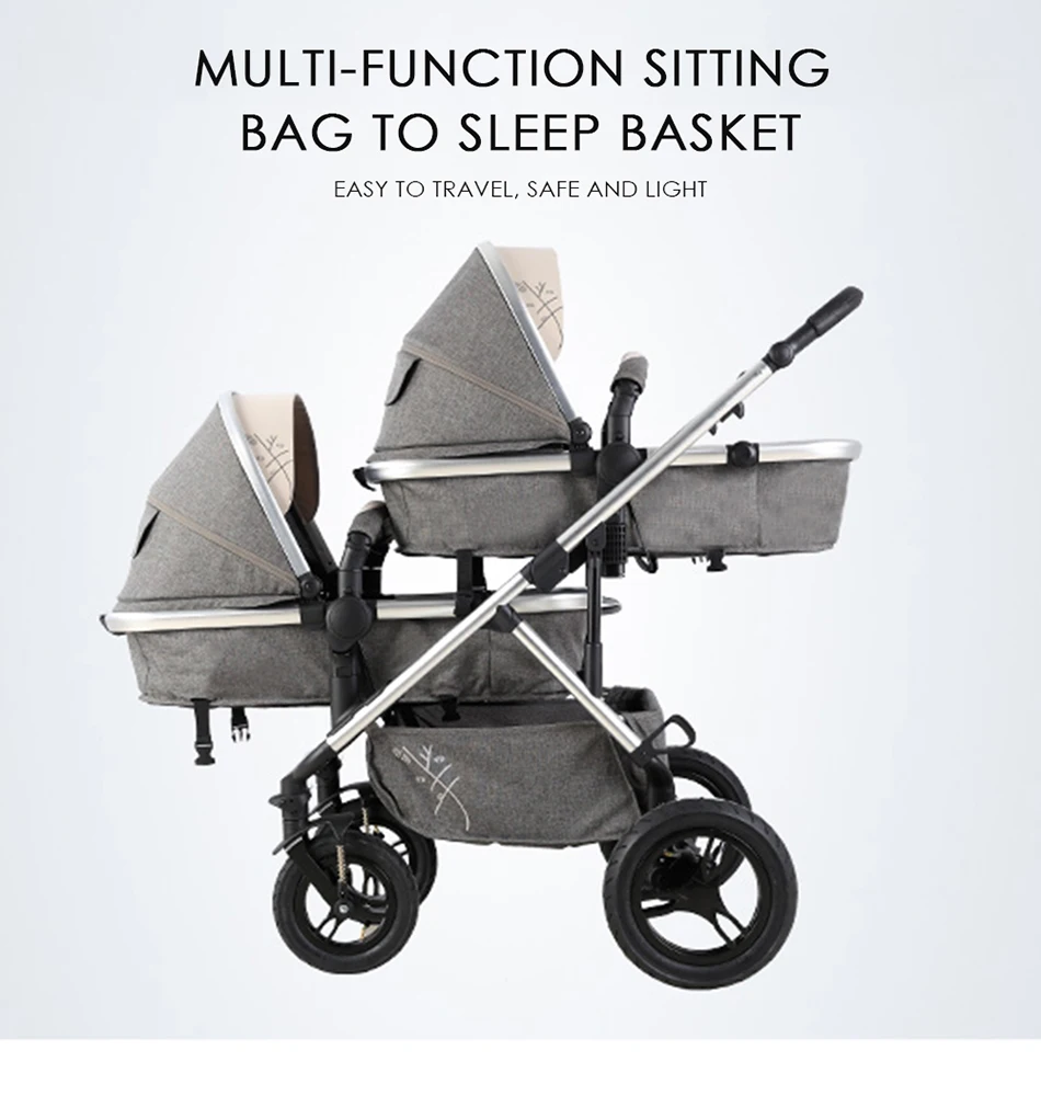 VIKI двойная коляска портативный красивый пейзаж для детей коляска для близнецов Роскошная многофункциональная двунаправленная Складная двойная тележка