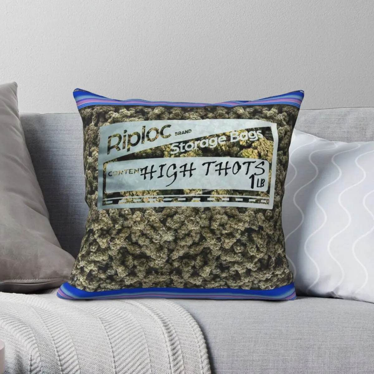 

Weed Baggie Square Pillowcase Polyester Linen Velvet Printed Zip Decor Sofa Seater Cushion Cover 18"