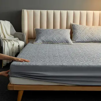 Alternative view of Quilted Waterproof Bed Sheet With Elastic Queen King Size Solid Color Mattress Protector For Double Bed Queen/King Bed Sheet(ማይ ዘየሕልፍ መከላኸሊ ፍርናሽ)