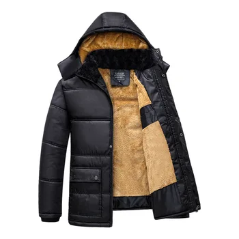 

Men's Plus Velvet Winter Thicken Fur Zipper Overcoat Men Jacket Coat Warm Fleece Casual Hooded Outwears Male Parka Coats