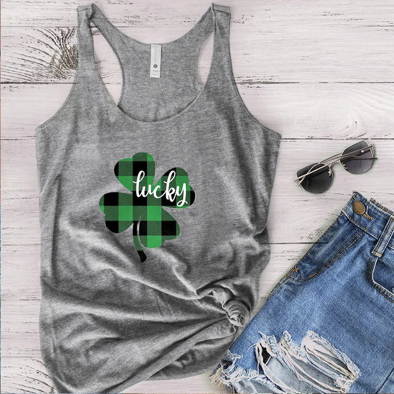 

Lucky Shamrock Shirts 2020 Fashion Green Plaid Tee Saint Patricks Day Tee St Patricks Day Shirt Women Tops Print