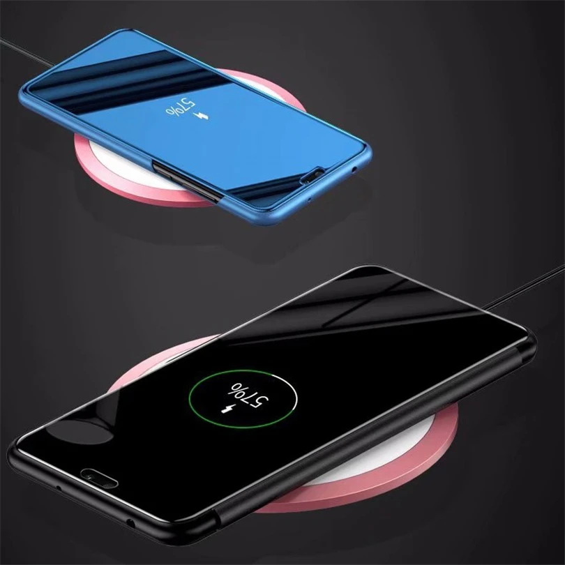Умный зеркальный флип-чехол для Samsung Note 8 9 10 Plus Роскошный прозрачный вид с подставкой для Galaxy S10 5G S10E S10 Plus чехол