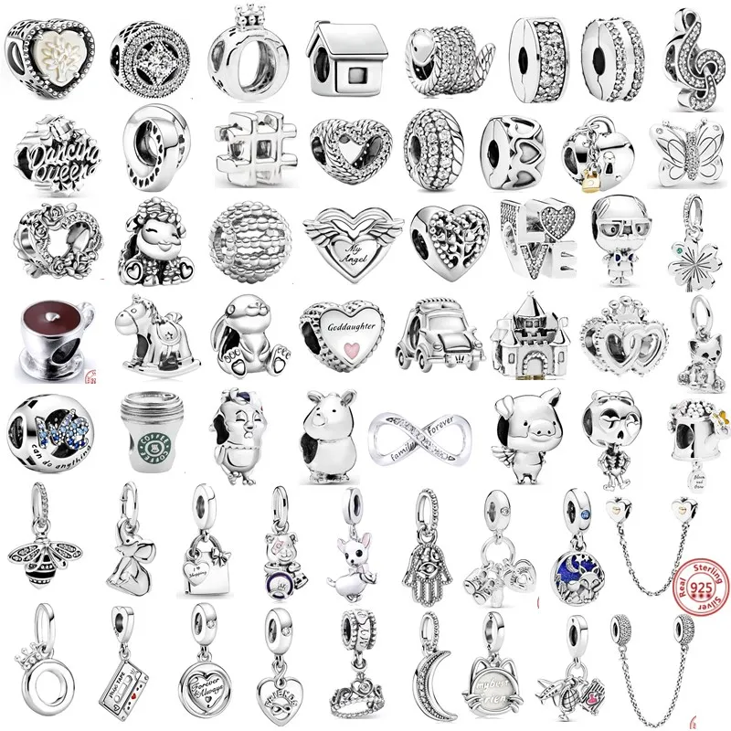 925 Silver Animal Character Love Series Clip Beads Pendant Fit Original Pandora Charm Accessories Bracelet For Women DIY Jewelry | Украшения