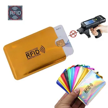 

5PCS Multicolor Laser Aluminium Anti RFID Wallet Blocking Reader Lock ID Bank Card Holder Case Protection Credit Card NFC Holder