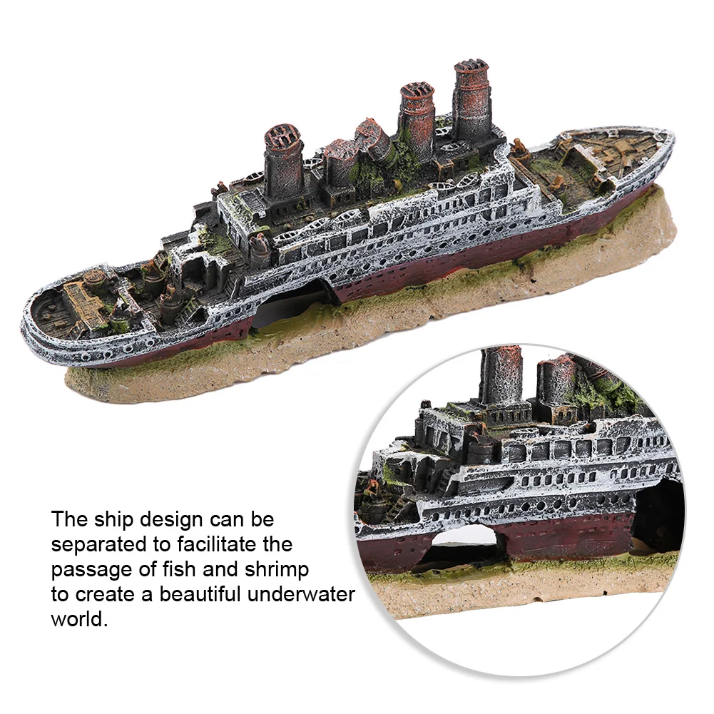 Titanic Lost Wrecked Boat Ship Aquarium Fish Tank Landscape Decoration Ornament