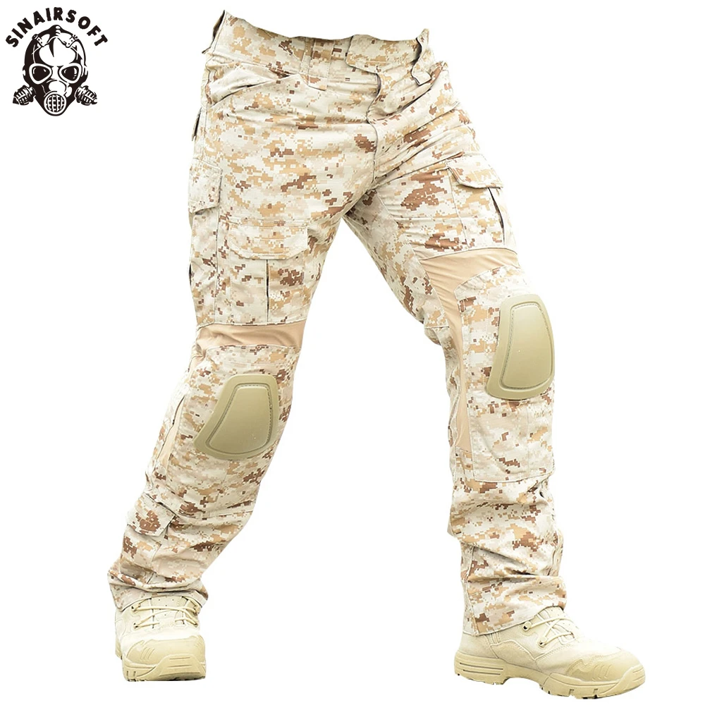 SINAIRSOFT Тактические Брюки Военная камуфляжная охотничья одежда с наколенниками
