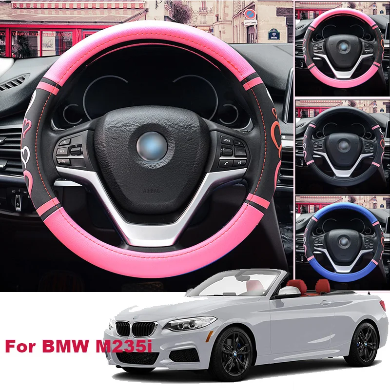 

For BMW M235i Non-slip Car Steering Wheel Cover PU Leather 38CM Size M Size Lovey Sweetheart steering wheel cover