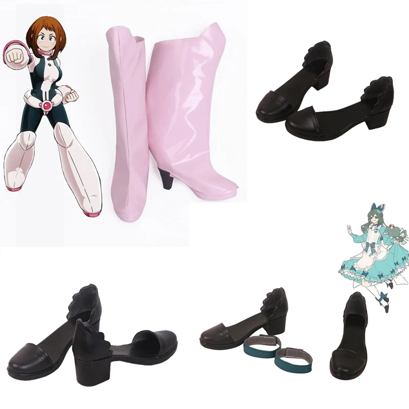 Аниме My Hero academic Boku No Akademia/костюм OCHACO URARAKA sui Tsuyu/кожаные ботинки на Хэллоуин