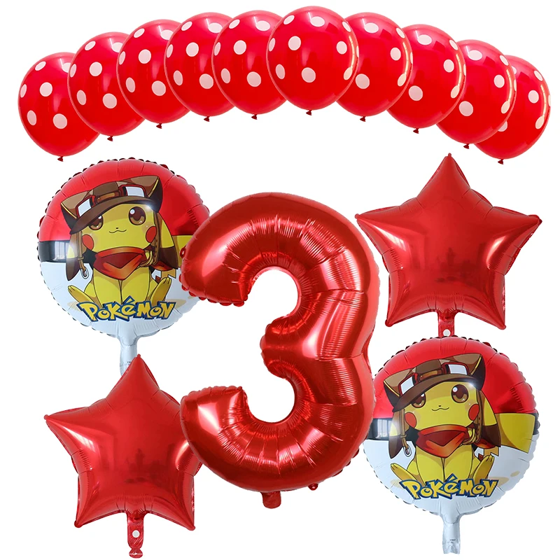 15 шт./партия, 30 дюймов, воздушный шар с изображением покемона Пикачу, воздушные шары из фольги 1, 2, 3, 4, 5, 6, 7, 8st, детские игрушки для дня рождения, украшения - Цвет: Оливковый