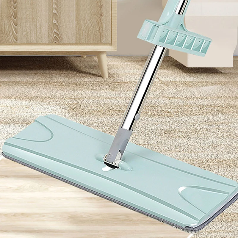 Microfiber Cloth Floor Mop Hands free Wash Flat Swab Home House Office