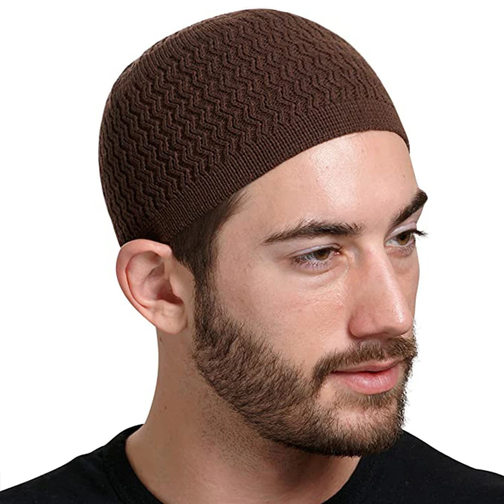 2021 New Pencil Cap Otton Skull Cap Beanie Kufi with Checkered-Knit Pattern in Solid Colors for Everyday Wear