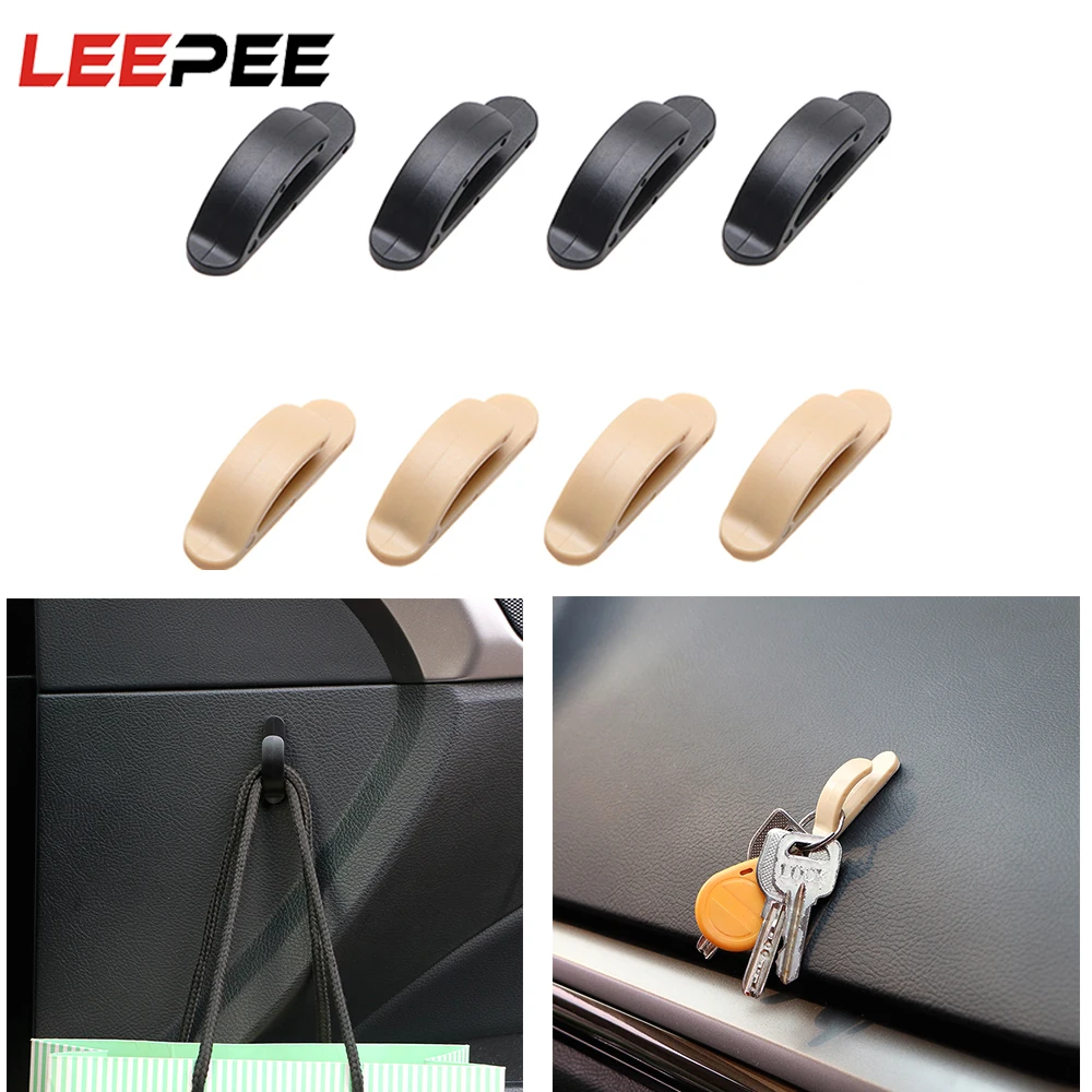 

4Pcs Car Hook Clip Car Organizer Auto Hanger Holder for Bag Keys Purse Grocery Plastic Clips Fasteners Car-styling Self-adhesive