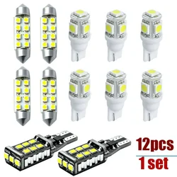 12 pçs branco led luz kit pacote interior para t10 & 31mm mapa dome + placa de licença exterior peças universal acessórios do carro