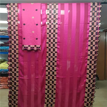 

African laces fabrics 2019 New nigerian imitated silk fabric for wedding dress 5+2yards embroidery silk lace fabric H6-18