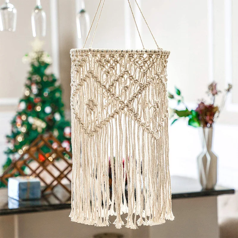 Hand-Woven Living Room Ceiling Lamp Shade Bohemian Tassel Bedroom & Bathroom Lampshade Warm White mivision 16 9 hdtv premium in ceiling motorized tab tensioned projection screen 4k white woven acoustically transparent