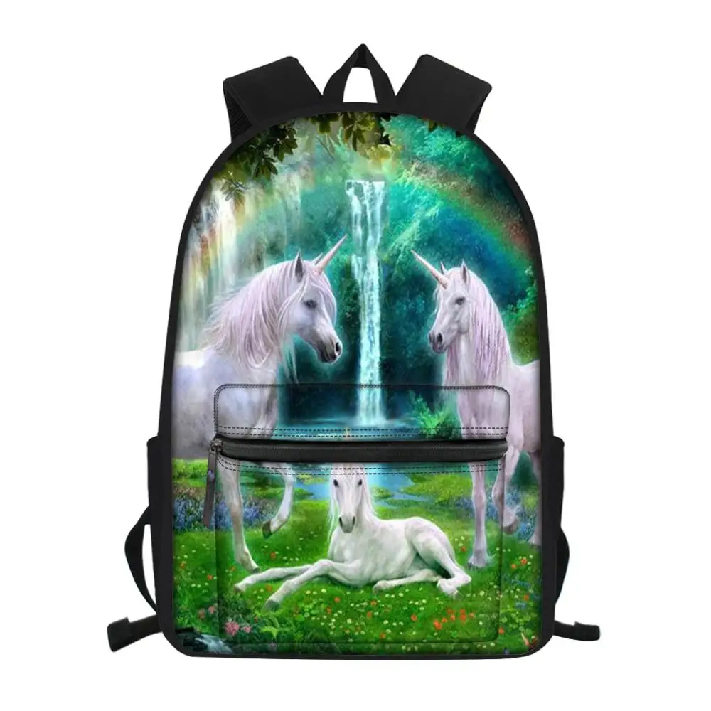 

Children's Little Canvas Backpack Fantasy Horse Print Pattern Students School Book Bags Kids Fashion Travel Backpacks