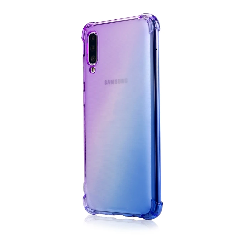 Ударопрочный градиентный цвет термополиуретан чехол для samsung Galaxy A50 A70 прозрачный
