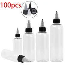 100 шт. бутылочки-капельницы пустые бутылки для жидкого масла, сока, Vape ПЭТ прозрачные контейнеры с закручивающимися верхними крышками 30 мл 60 мл 120 мл