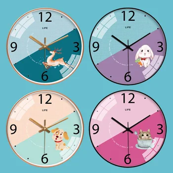 

Wall Clock Living Room Clock Creative Cartoon Deer Penguin Fashion Child Bedroom Quiet Simple Clock Home Decoration