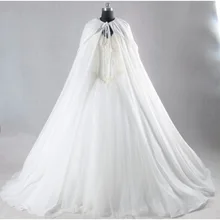 2.5 Meters Length  Simple Chiffon Women Wedding Cape with Hood Ivory White Bolero Jacket Wrap Long  Marriage Accessories