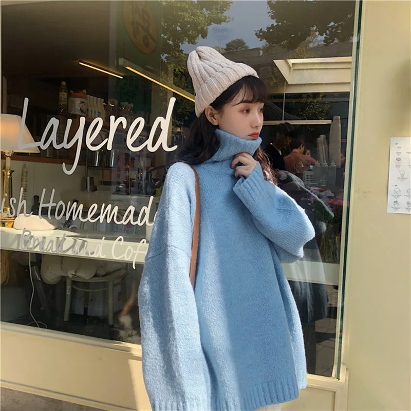 Women's Turtleneck Pullovers Knit Sweater Winter Warm Long Sleeve Sweater Solid color Student Loose Women Sweater New Tops ML176 Women's Turtleneck Pullovers Knit Sweater Winter Warm Long Sleeve Sweater Solid color Student Loose Women Sweater New Tops ML176