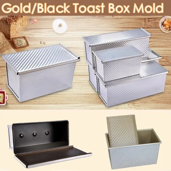 

Toast Box Mold Rectangular Loaf Pan Carbon Steel Non-stick Bellows with Cover Bread Mold Eco-Friendly Baking Tools for Cakes