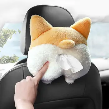 

1pc Dual Used Car Tissue Box Holder Cute Dog Butt Shaped Tissue Box Cover Soft Paper Napkin Hangable Container