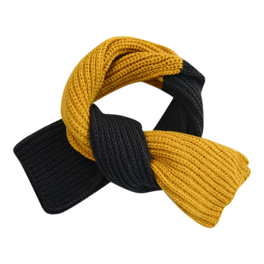 Вязаные шарфы Харадзюку с панелями, вязаный шерстяной шарф на шею, милый зимний теплый шарф на шею для мальчиков и девочек, накидки, женские шарфы# ZC - Цвет: F