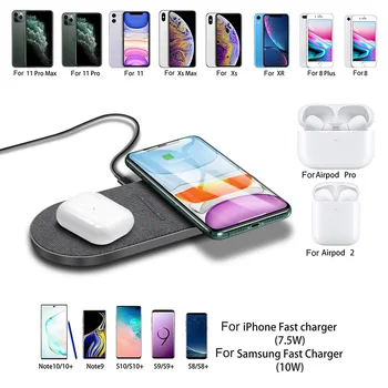 2 in 1 30W Dual Seat Qi Wireless Charger for Samsung S21 S20 Double Fast Charging Pad For IPhone 13 12 11 XS XR X 8 Airpods Pro 3