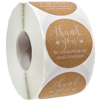 

A Roll of Kraft Paper Sticker with A Sealed Label "Thank You for Supporting My Small Business" / 1 Roll of 500PCS