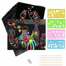 50pcs Children's Colorful Scratch Drawing DIY Manual Scratch Picture Book Children Creative Gift