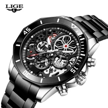 

LIGE Men Watch Top Brand Luxury Quartz Watches Fashion Casual Sports Chronograph Wristwatches Waterproof Clock Relogio Masculino