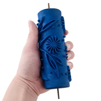 

5 Inch Paint Wallpaper Printing Roller Soft Rubber Head Patterned Paint Roller Brush Wall Decoration DIY Flower Leaves Hand Tool