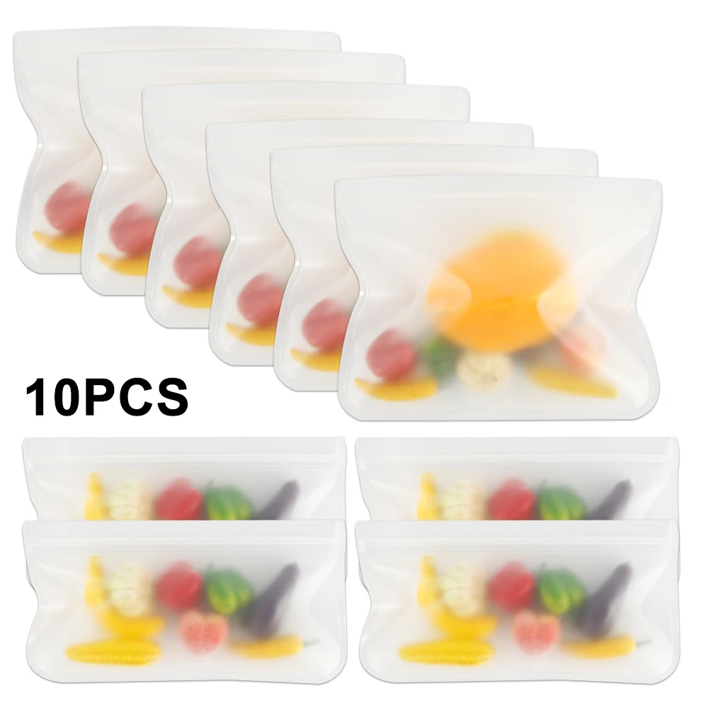 10 шт. многоразовое хранилище пакет с застёжкой герметичный контейнер сумка для обеденных закусок сэндвич фрукты замораживание кухня с морозильной камерой пакеты для еды
