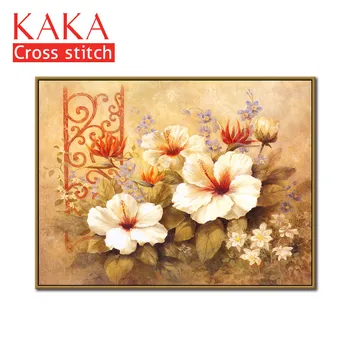 

Cross stitch kits,Embroidery needlework sets with printed pattern,11CT-canvas for Home Decor Painting,Flowers Full NCKF167