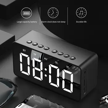 

LED Mirror Wireless Bluetooth Speaker Stereo Surround Alarm Clock Speaker Box for Phone Computer Support TF FM Portable