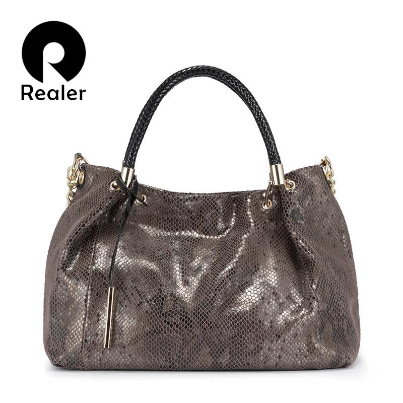 

Realer Genuine Leather Bag Woman Handbags Female Hobos Shoulder Crossbody Bags Totes Women Messenger Bag High Quality Leather