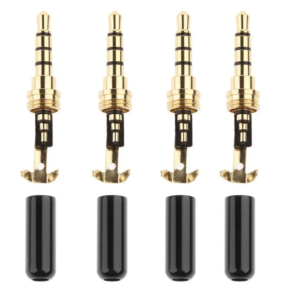 

4 x DIY 3.5mm Jack Plug Male Head Converter Headphone Replacement Parts Gold Plated Earphone DIY Plug