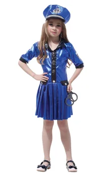 

Blue Kids Handsome Policewoman Dress Fancy Christmas Party School Cosplay Performance Clothes Girls Halloween Cosplay Costumes