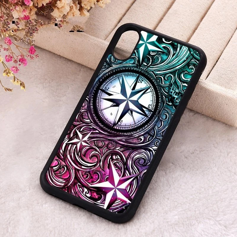 phone cover cases for iphone 6 6S 7 8 Plus X Xs Max XR 11 12 Mini Pro Compass Ocean sea nautical anchor starfish | Мобильные