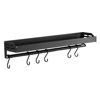 

Kitchen Rack Wall-Mounted Multi-Function Space-Saving Condiment Storage Rack Storage Rack Without Punching-Black