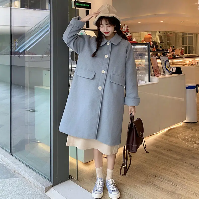Женское шерстяное пальто Heydress теплое длинное повседневное в японском стиле
