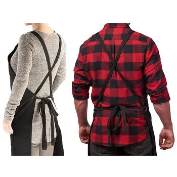 

Newly Work Apron Canvas Tool Pockets Cross-back Straps Adjustable For Barbecue Woodworking