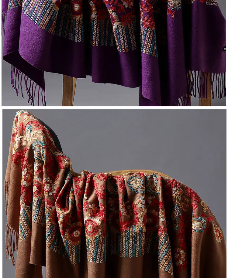 Бренд embroidy2019 шарф для женщин зимние новые кашемировые шарфы Дамская Шаль Обертывание женский платок одеяло с кисточками бандана Пашмина