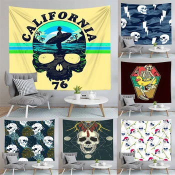 

Skull Printed Tapestry Art Table Cloth Bohemian Beach Towel Tablecloth Wall Hanging Blanket Tapestry