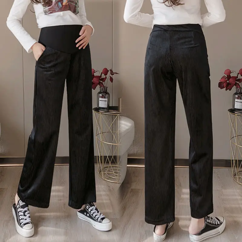 Pregnancy Abdominal Corduroy Pants Boyfriend Trousers Maternity Pants For Pregnant Women Clothes High Waist Trousers Loose Pants