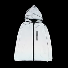 Autumn Night Shiny Zipper Coats Full Reflective Jacket Men / Women Windbreaker Hooded Coat Hip-hop Streetwear Jackets 1186